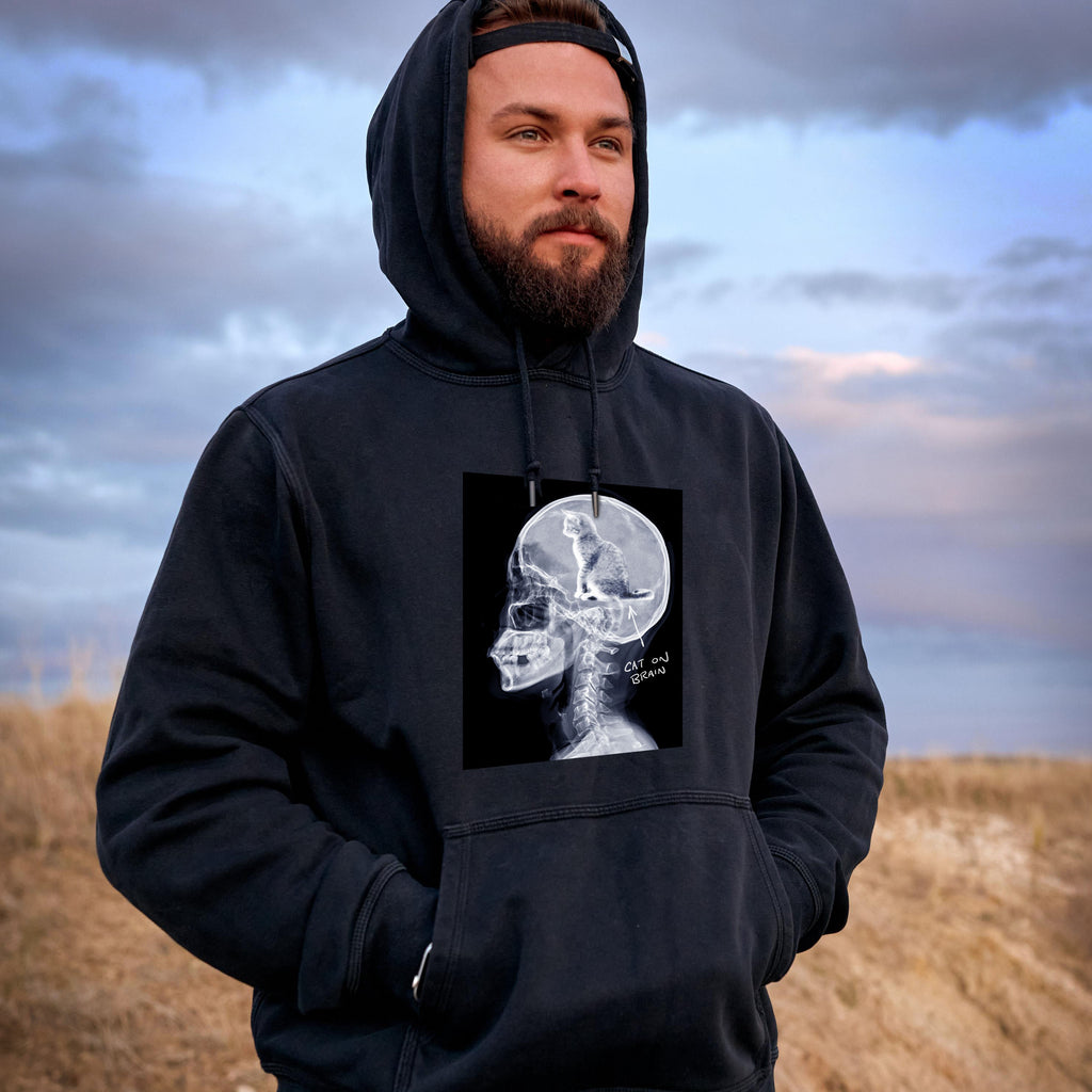 NEW Premium Unisex "Cat On Brain" Pull Over Hoodie - Skinny Pete's Catnip