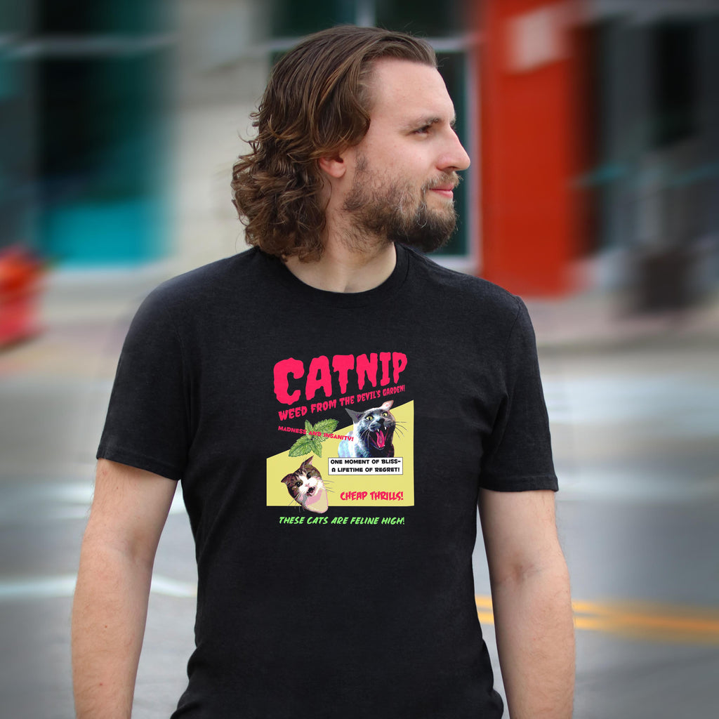 "Weed From The Devil's Garden"Black Tee for him - Skinny Pete's Catnip