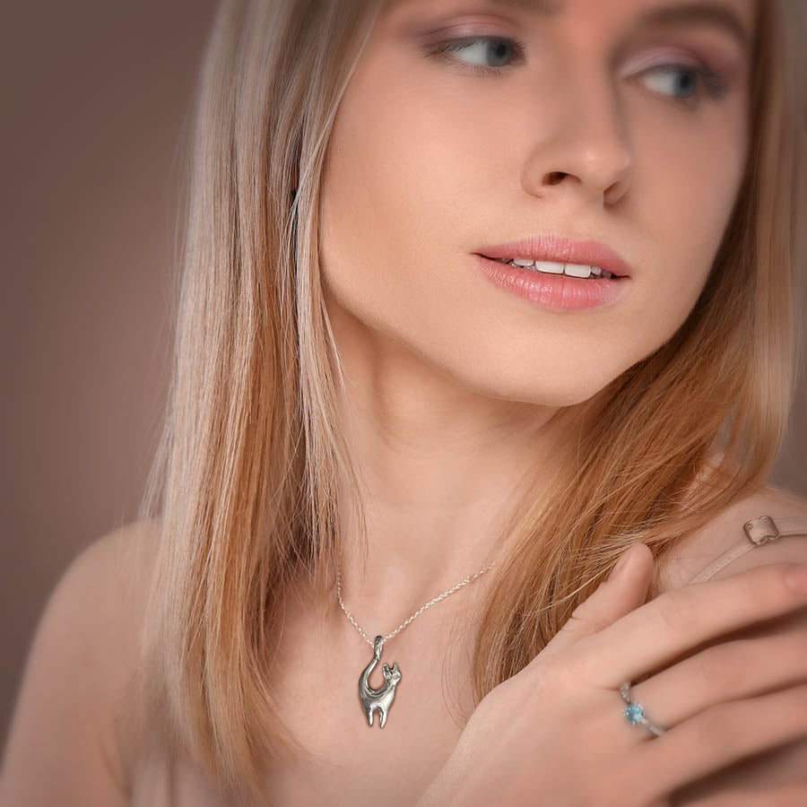 Solid Sterling Silver Cat Necklace Style #2 - Skinny Pete's Catnip