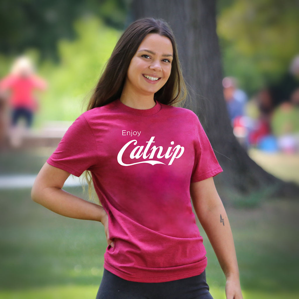 Bella-Canvas "Enjoy Catnip" Red Frost Tee for her - Skinny Pete's Catnip