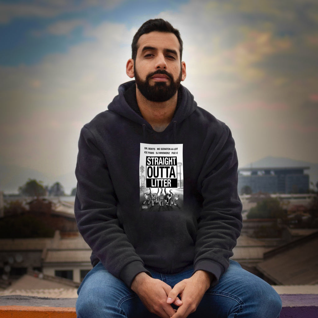 Premium Unisex "Straight Outta Litter" Pull Over Hoodie - Skinny Pete's Catnip