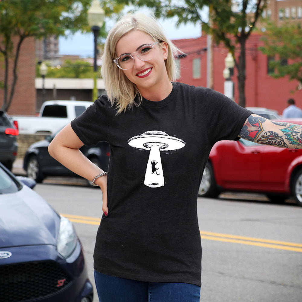 "UFO Cat" Black Frost Tee for Her - Skinny Pete's Catnip