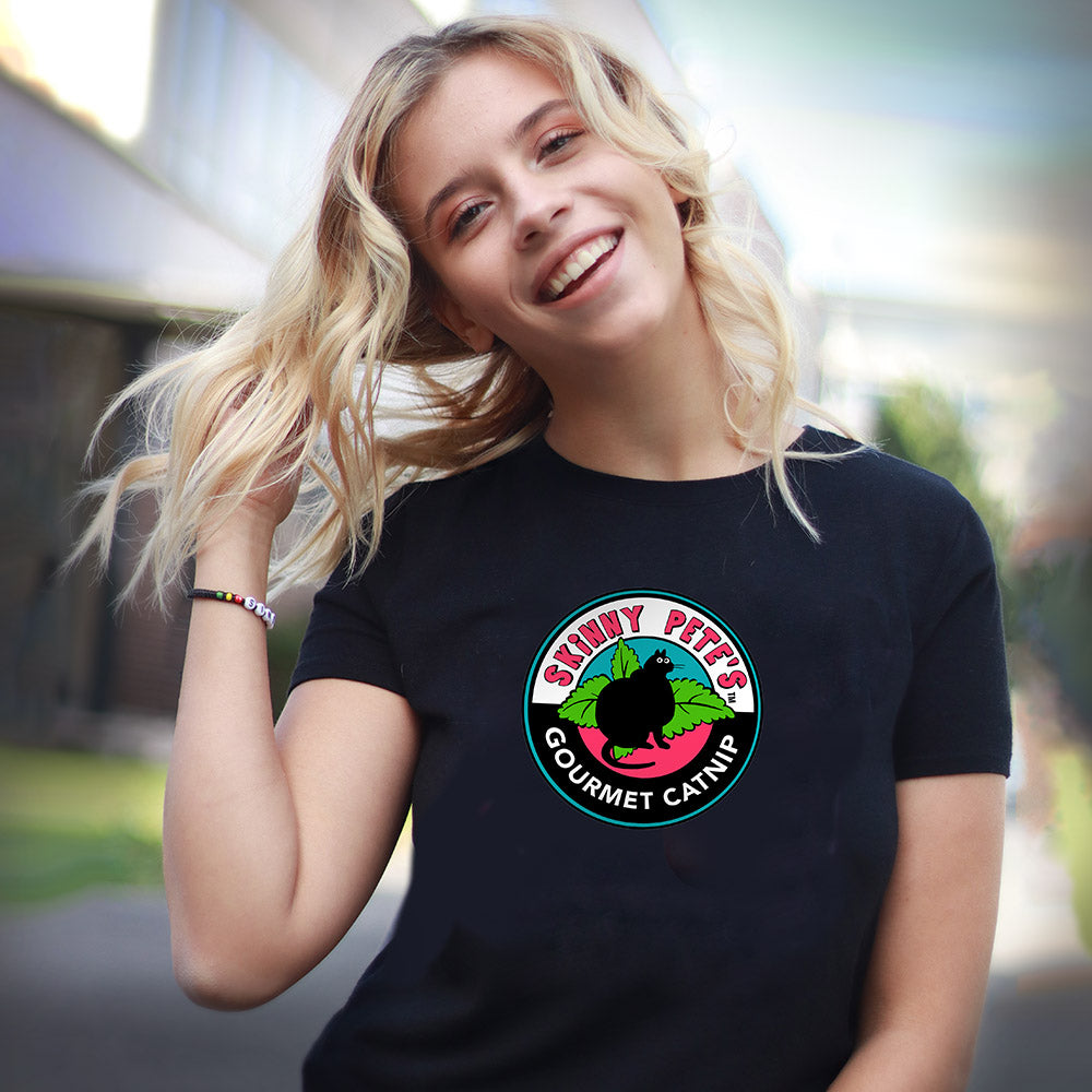 "Skinny Pete's Catnip Logo" Black Tee for her - Skinny Pete's Catnip