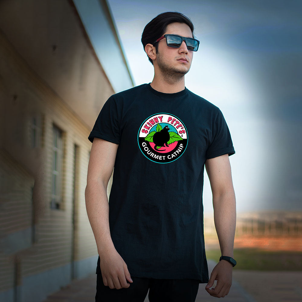 "Skinny Pete's Catnip Logo" Black Tee for him - Skinny Pete's Catnip