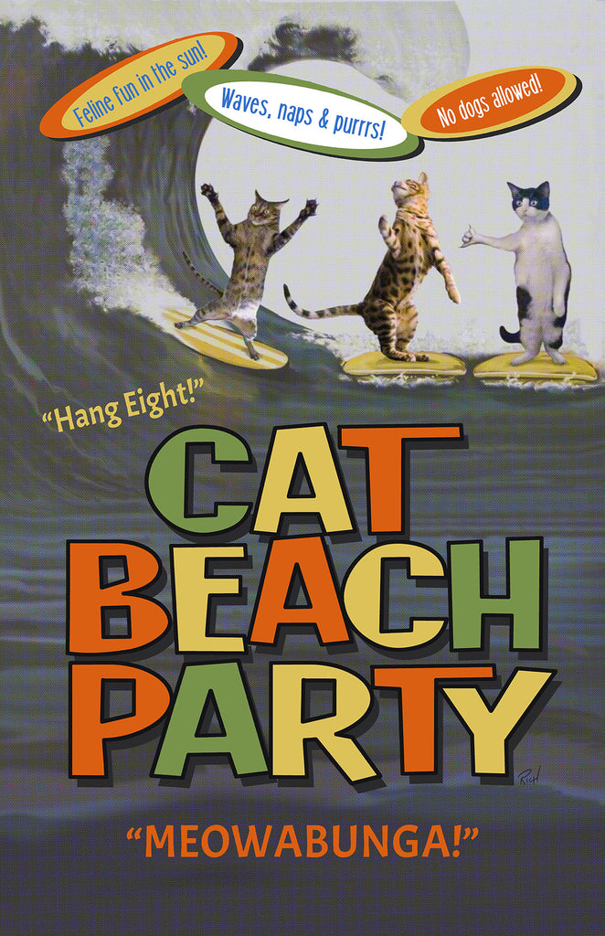 Poster, "Cat Beach Party" - Skinny Pete's Gourmet Catnip