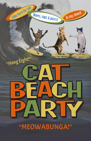 Poster, "Cat Beach Party" - Skinny Pete's Gourmet Catnip