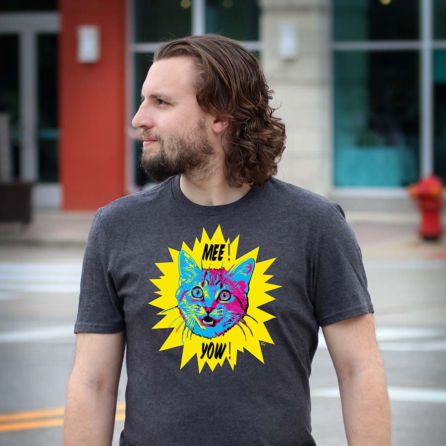 District Made Unisex VIP "Mee! Yow!" Charcoal Tee - Skinny Pete's Gourmet Catnip