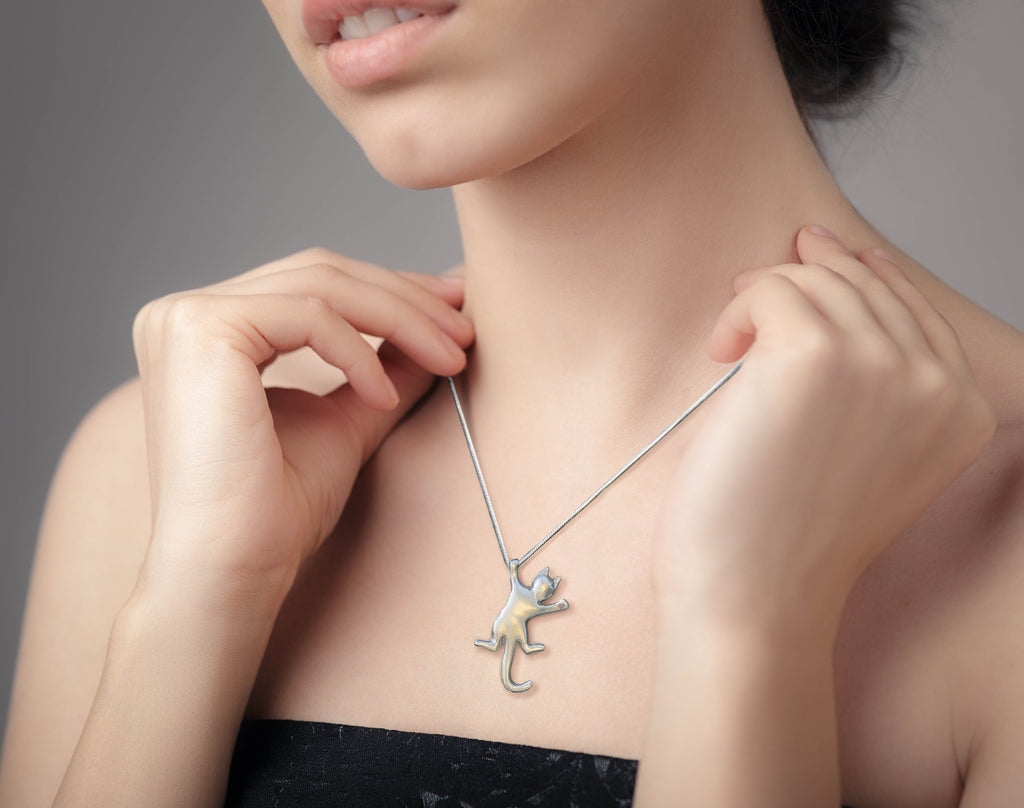 Solid Sterling Silver Cat Necklace - Skinny Pete's Catnip