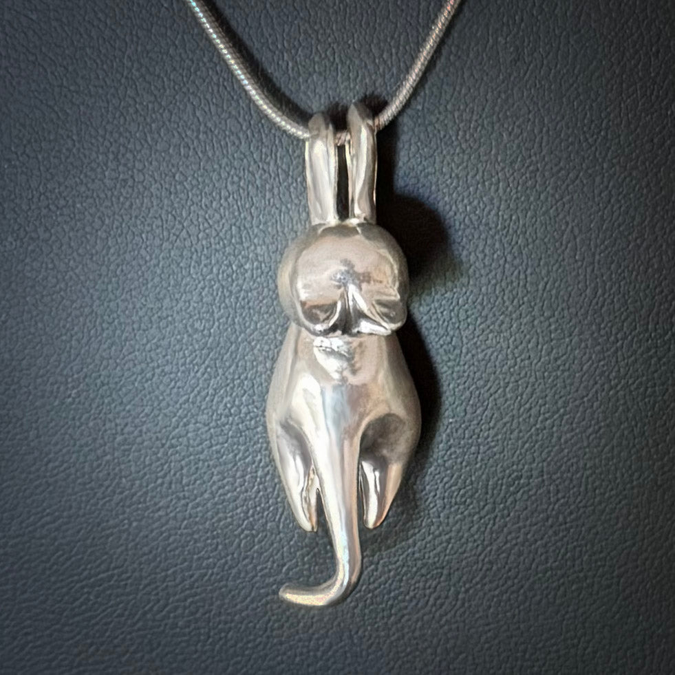 Solid Sterling Silver Cat Necklace Style #3