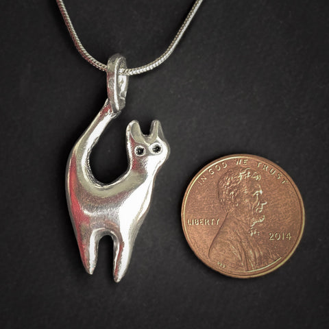 Solid Sterling Silver Cat Necklace Style #2 - Skinny Pete's Catnip