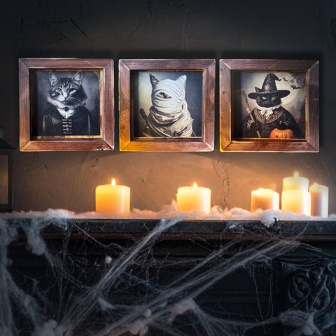 Halloween Vintage Cat Portraits (3 set) - Skinny Pete's Catnip