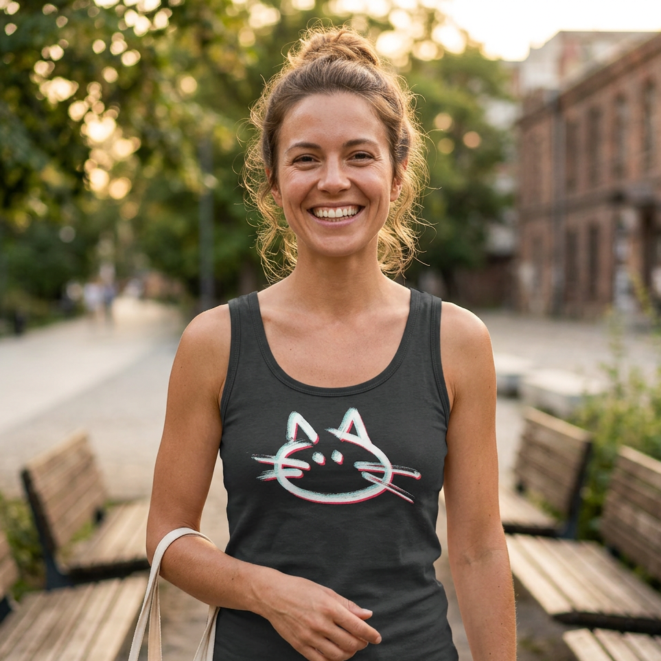 Ladies “3D Cat” Perfect Tri Racerback Tank