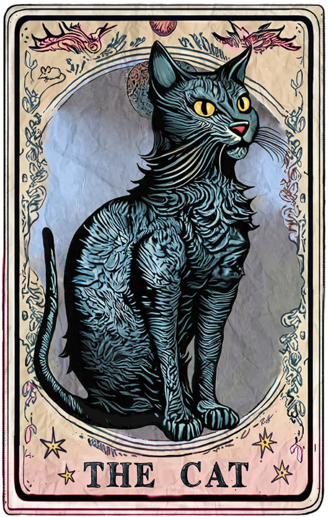 Premium Unisex "Tarot Card Cat" Pull Over Hoodie - Skinny Pete's Catnip